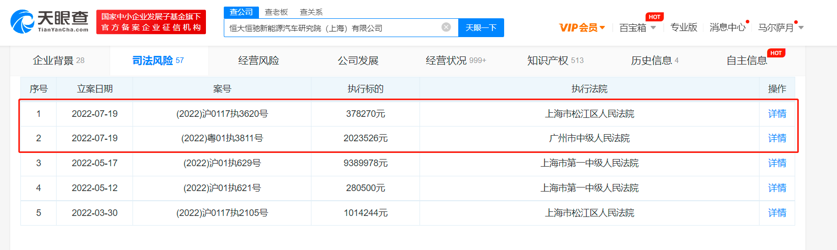 恒驰新能源汽车研究院被执行240万