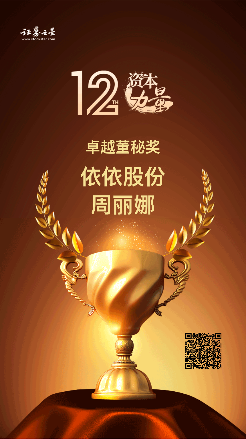 依依股份周丽娜荣获证券之星资本力量2024年度卓越董秘奖