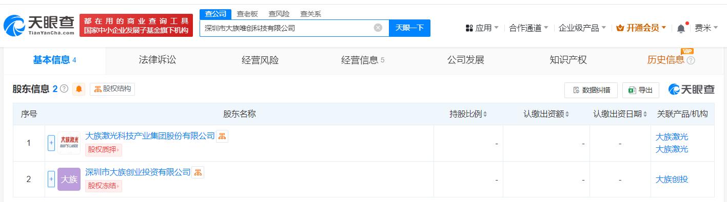 大族激光2000万元在深圳成立科技公司 含多项AI业务