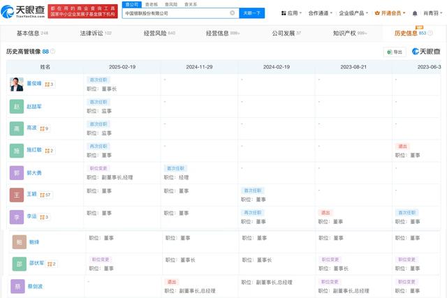 中国银联换帅完成工商变更 董俊峰任其董事长
