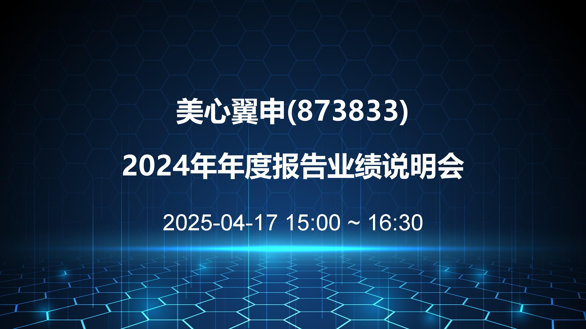 美心翼申2024年年度报告业绩说明会举办 着力以差异化竞争打开成长新天地
