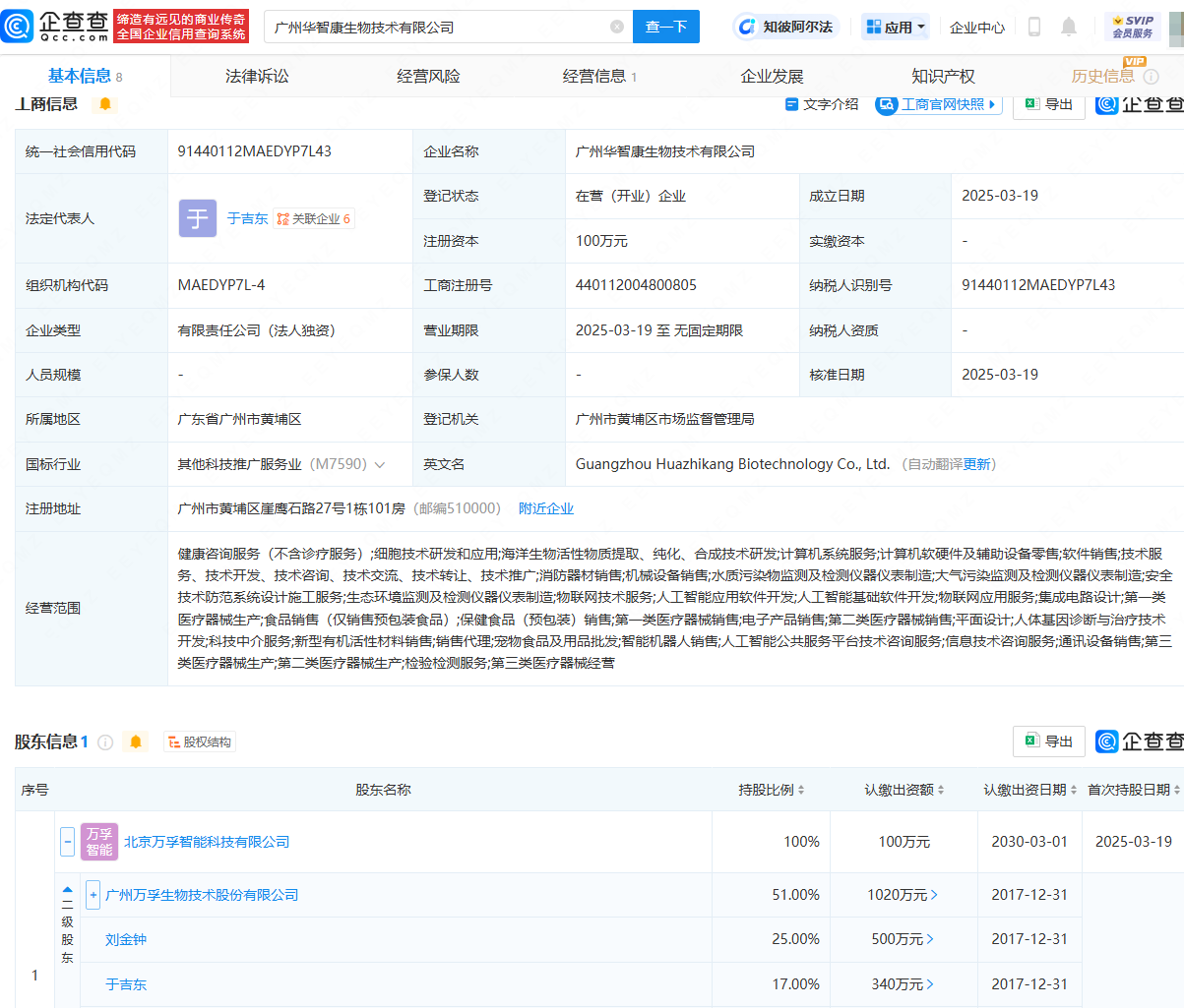 万孚生物等成立新公司，含集成电路设计业务