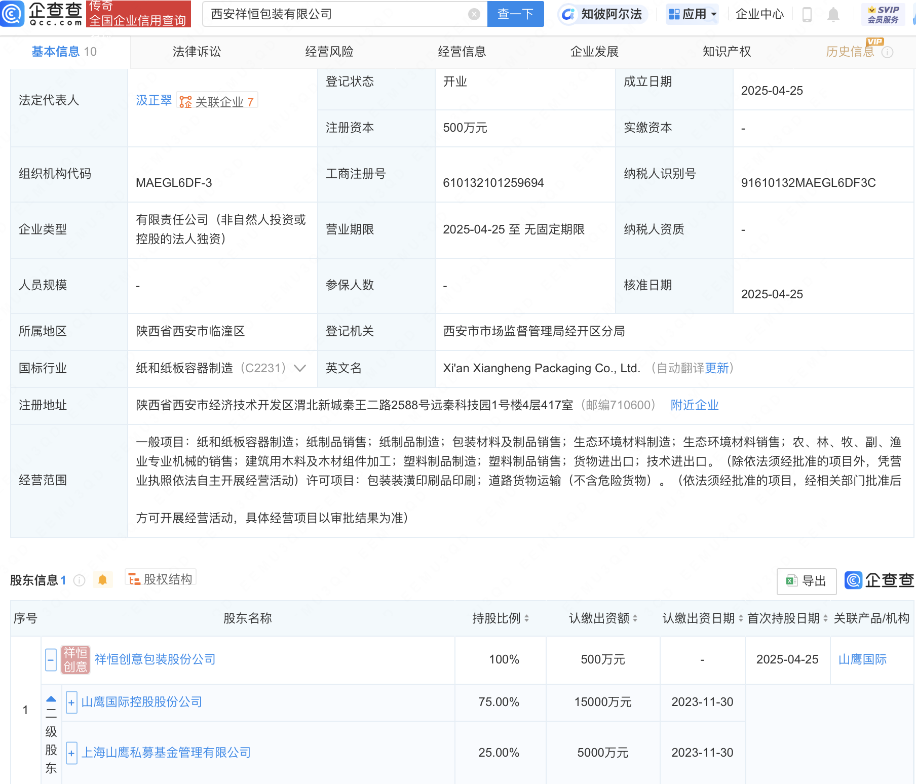 山鹰国际投资成立新公司，含生态环境材料业务