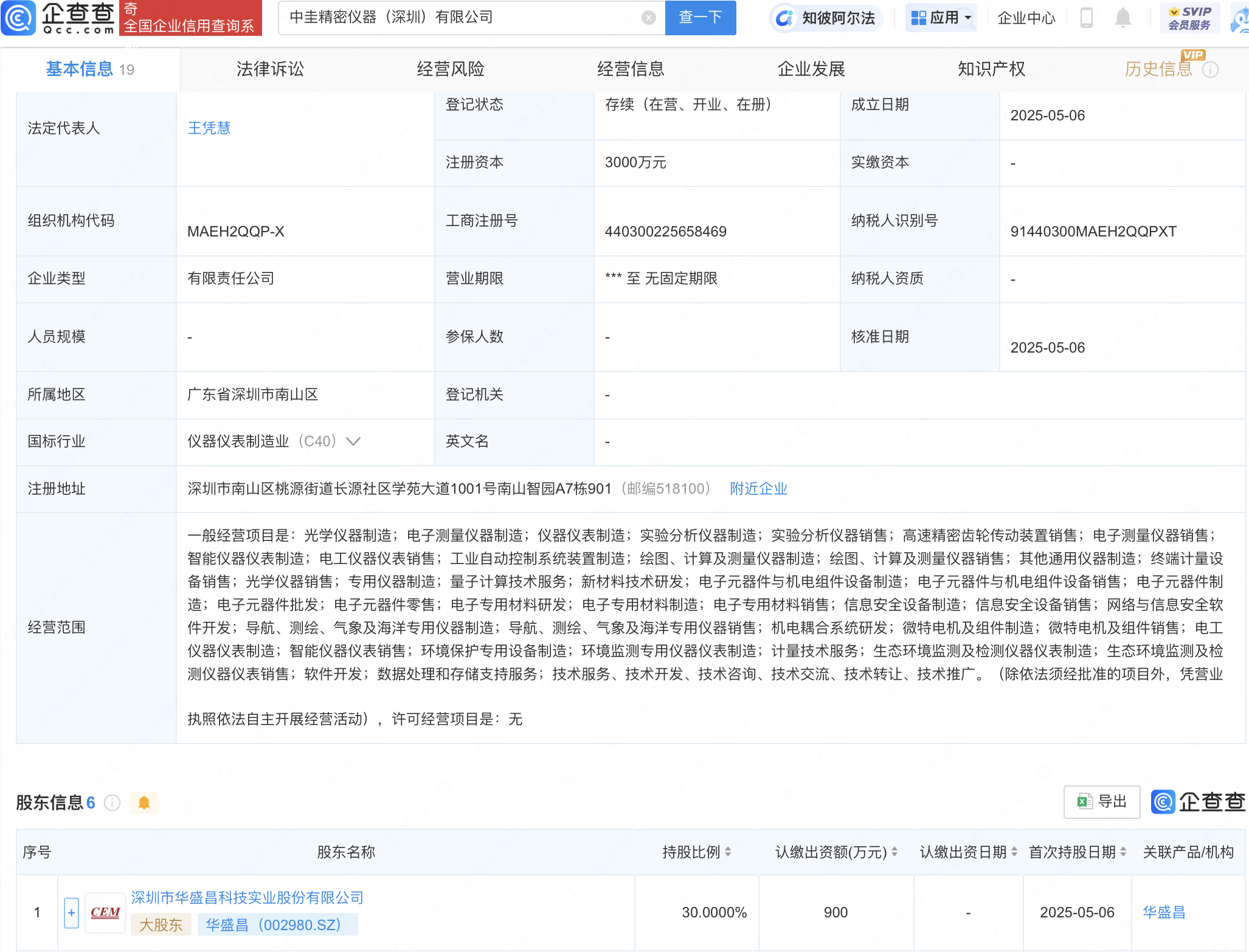 华盛昌等成立精密仪器新公司