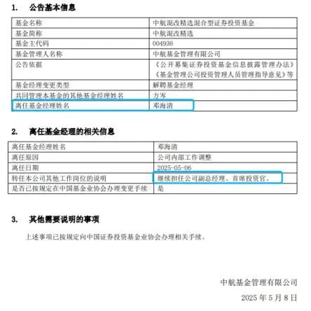 知名经济学家邓海清卸任基金经理,任职1年半亏损13%...
