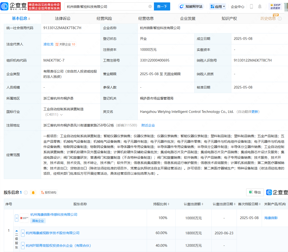 海康威视新设科技公司，含半导体相关业务