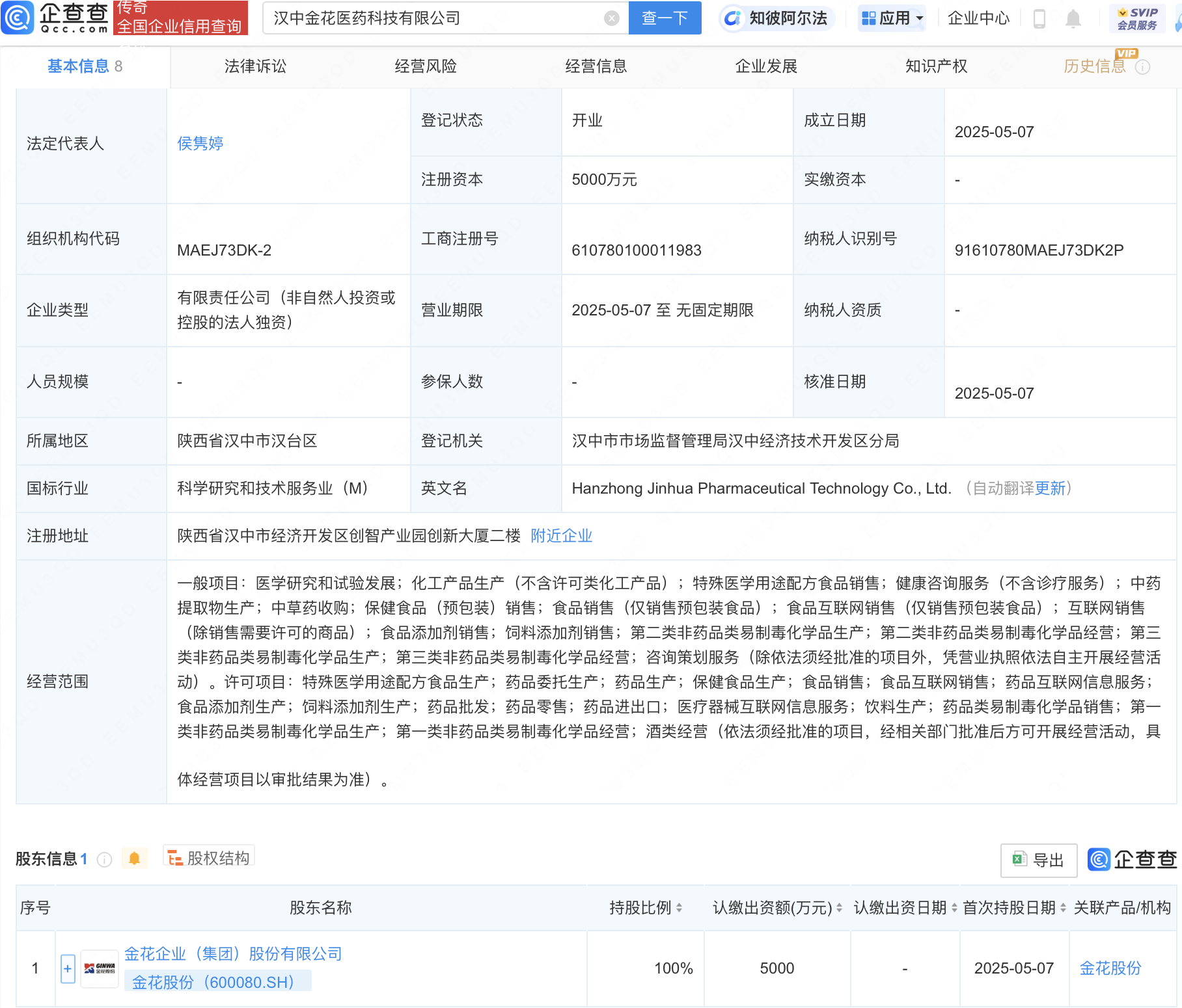 金花股份成立医药科技新公司