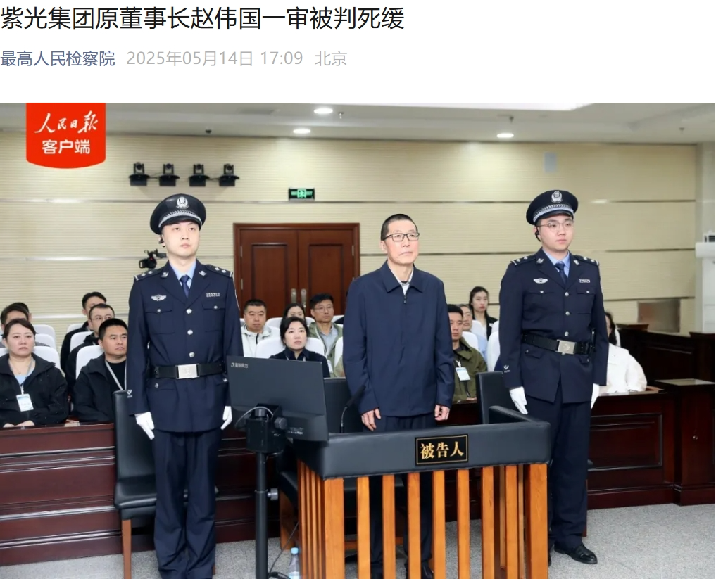 紫光集团原董事长赵伟国一审被判死缓!曾扬言要收购台积电