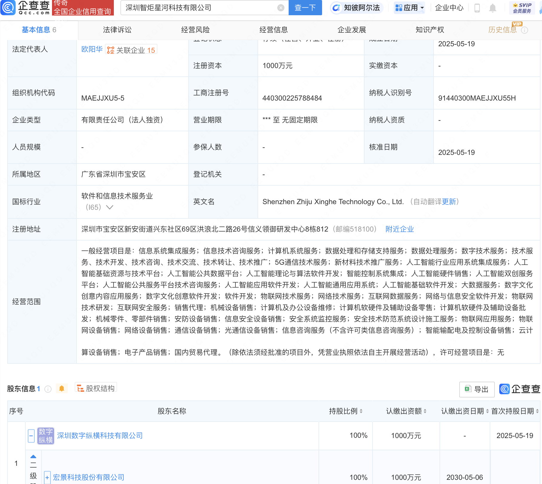 宏景科技成立新公司，含AI及物联网业务