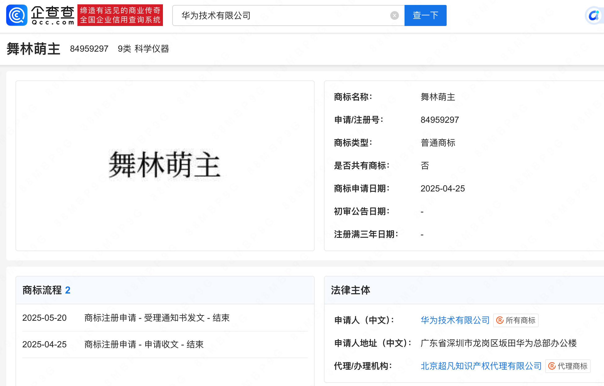 华为申请舞林萌主商标