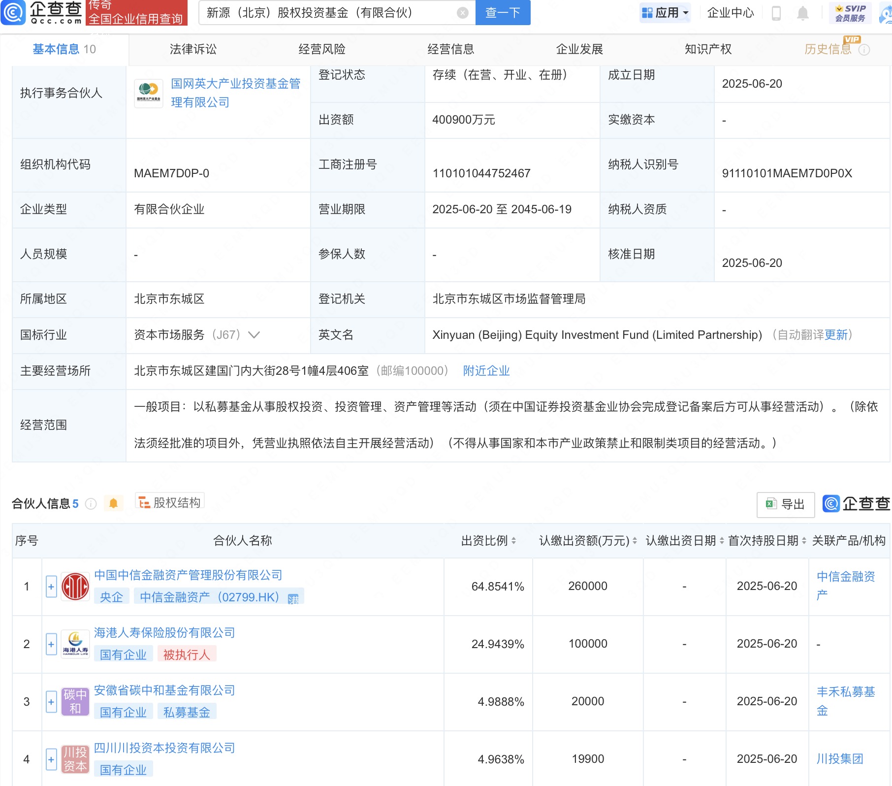 中信金融资产等新设股权投资基金