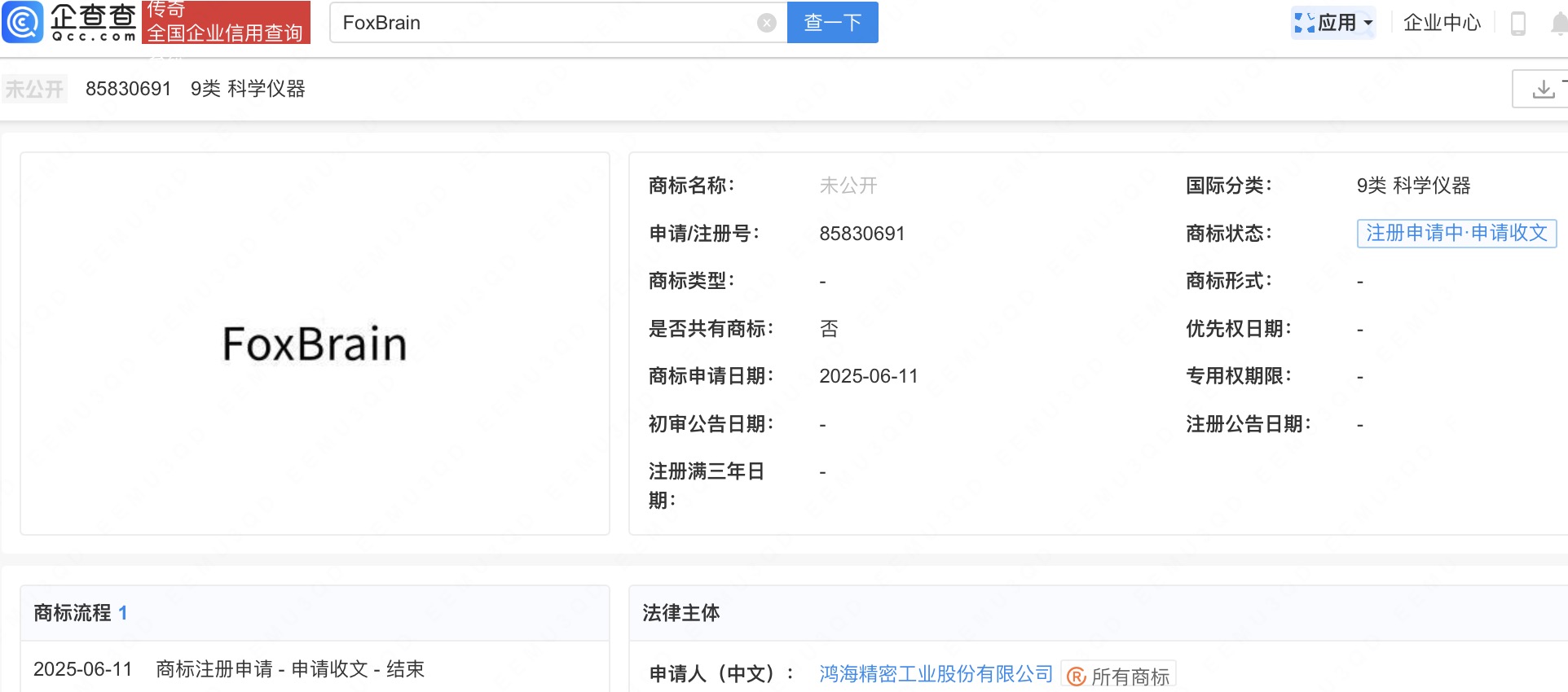 富士康母公司注册AI推理大模型商标