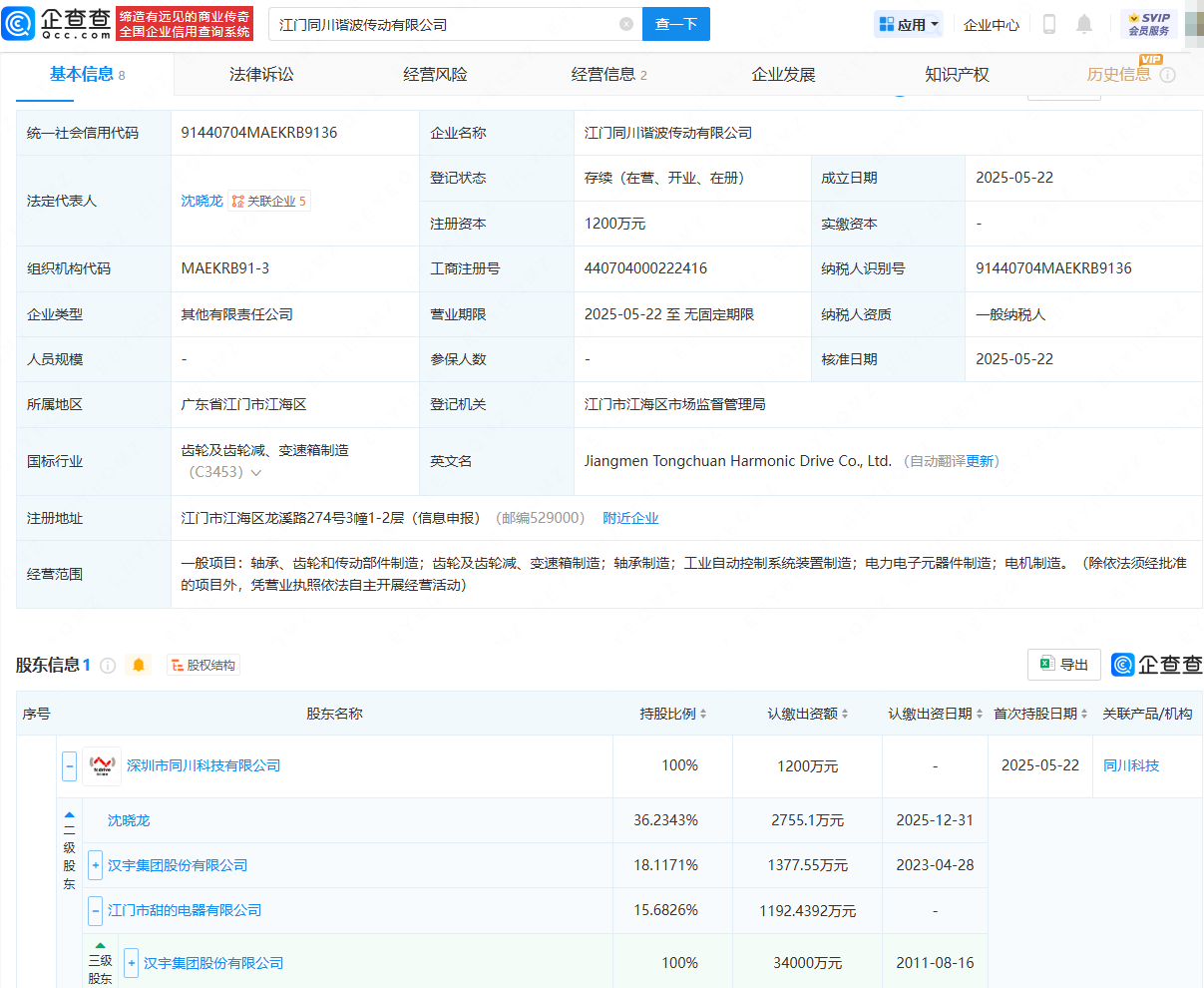 汉宇集团等投资成立新公司,含电机制造业务