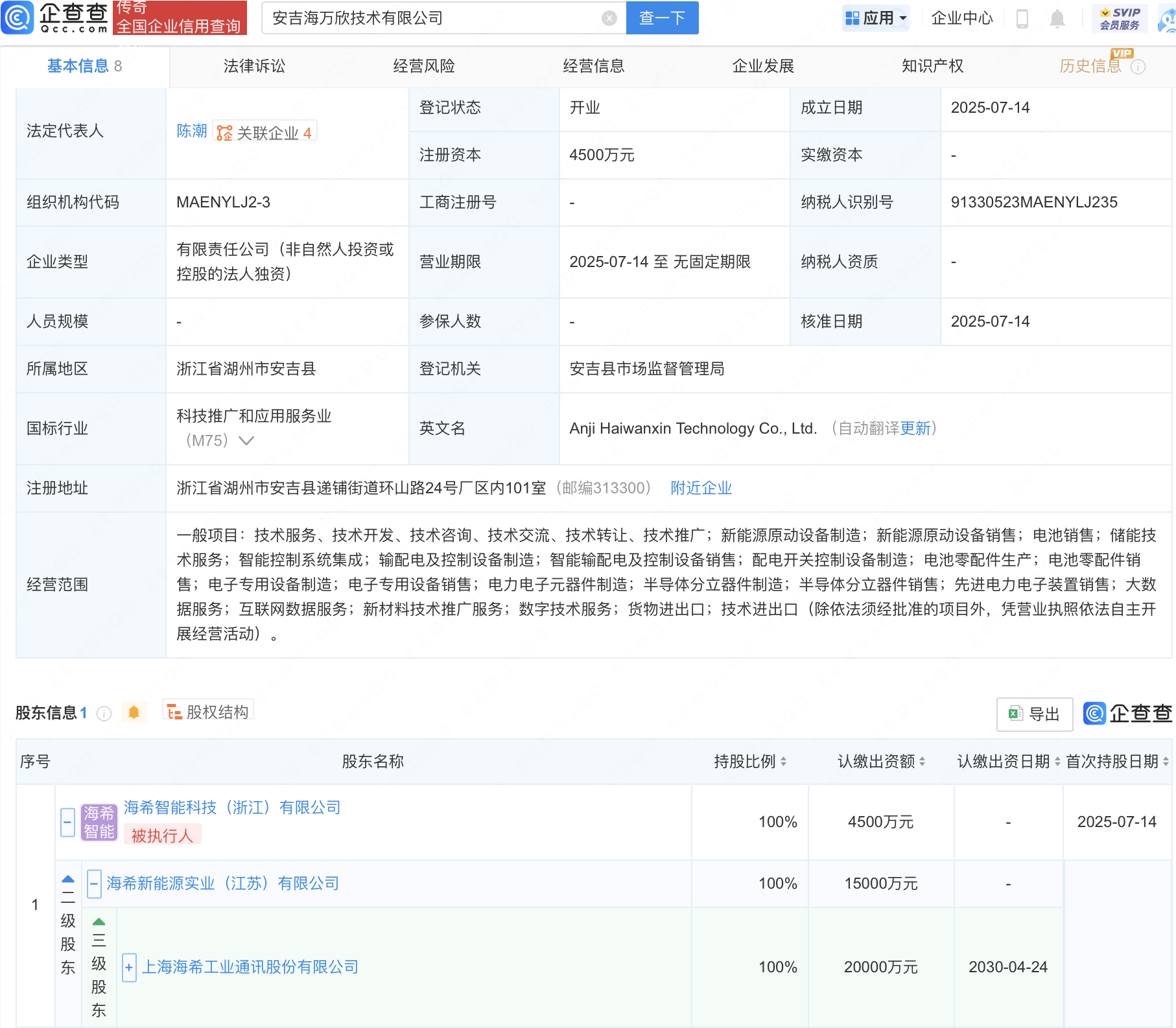海希通讯成立新公司，含半导体分立器件业务