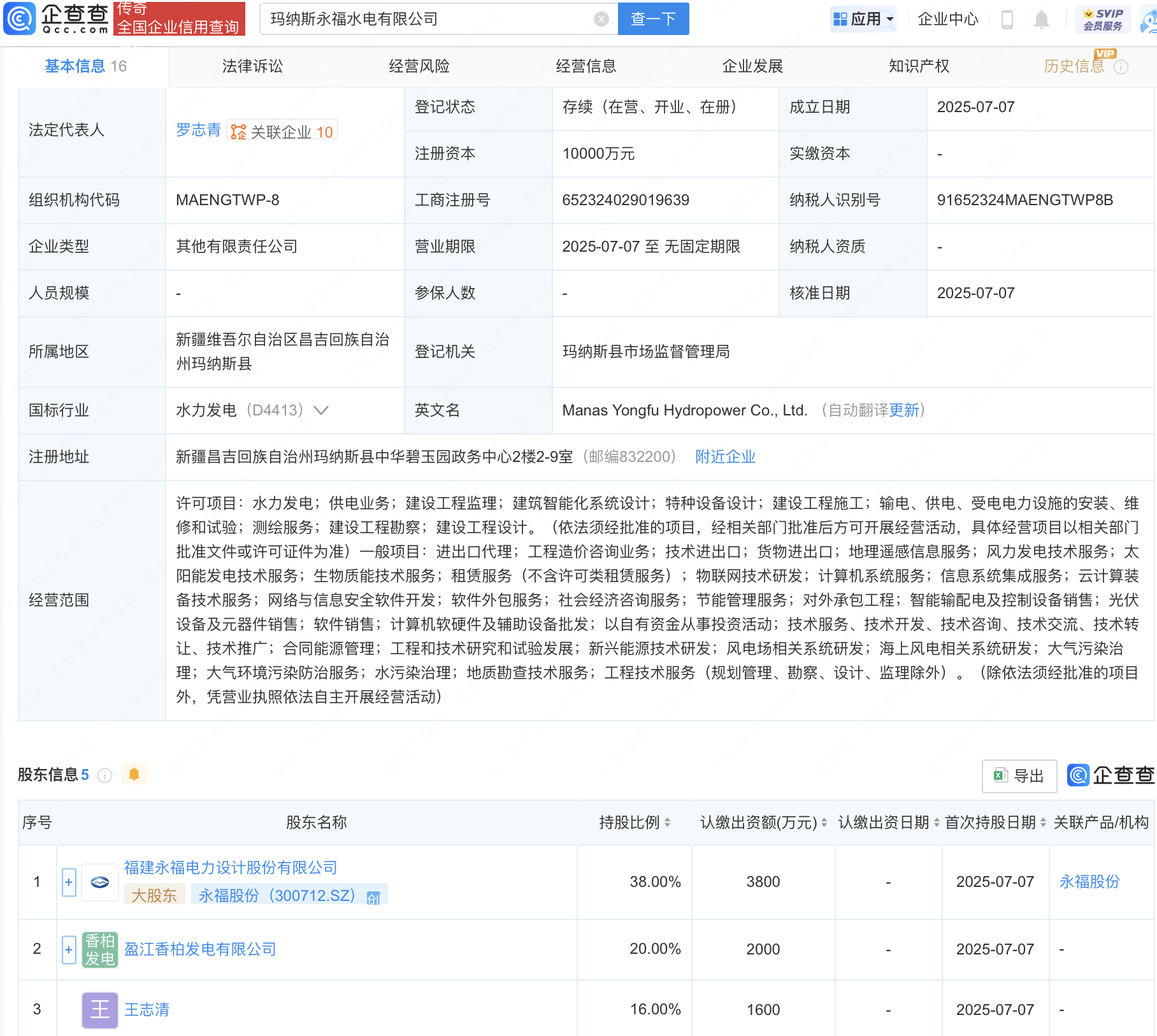 永福股份等成立水电新公司
