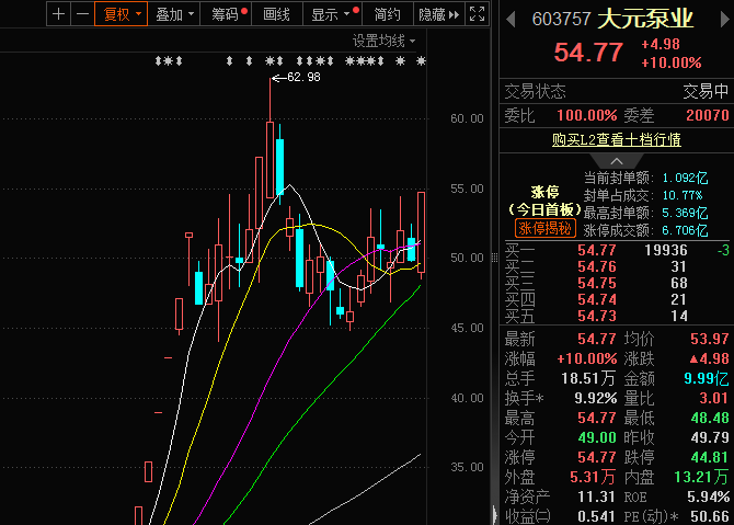 液冷需求有望大增，大元泵业股价涨停