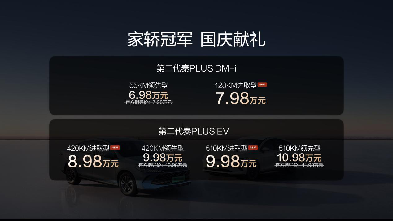 家轿冠军国庆献礼  第二代秦PLUS上新6.98万元起