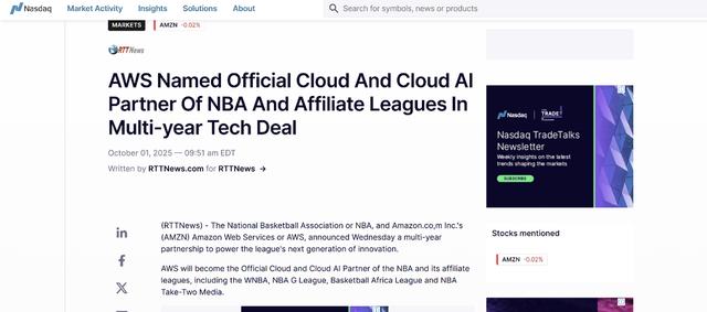 亚马逊云科技的AI野心：拿下NBA，云巨头的下一片万亿战场