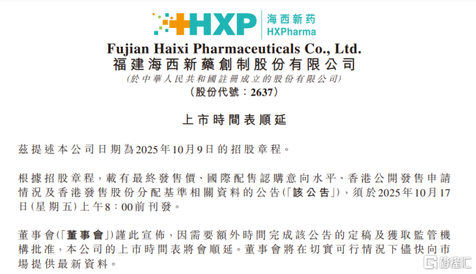 突发！海西新药上市延迟，重启日期成谜
