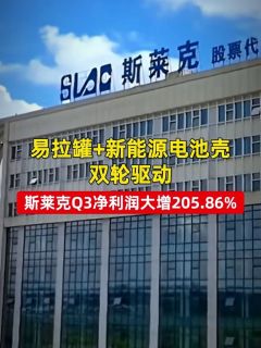 易拉罐+新能源电池壳双轮驱动 斯莱克Q3净利润大增205.86%