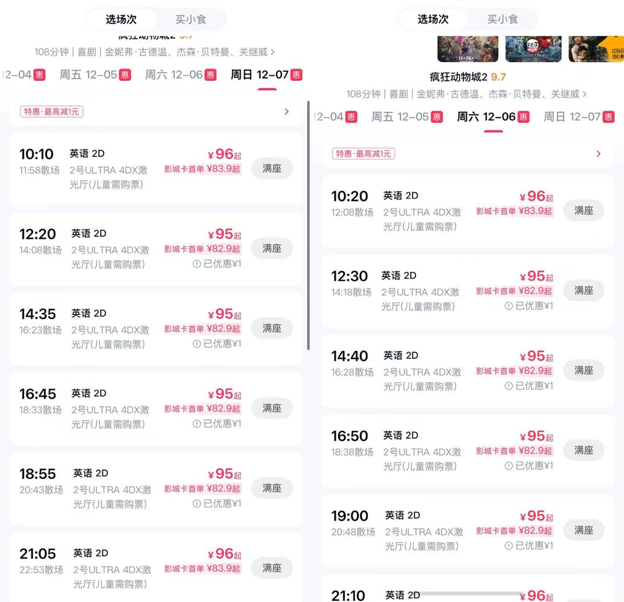 《疯狂动物城2》让影院“过年”:火到黄牛开卖4D电影票,工作日也满场