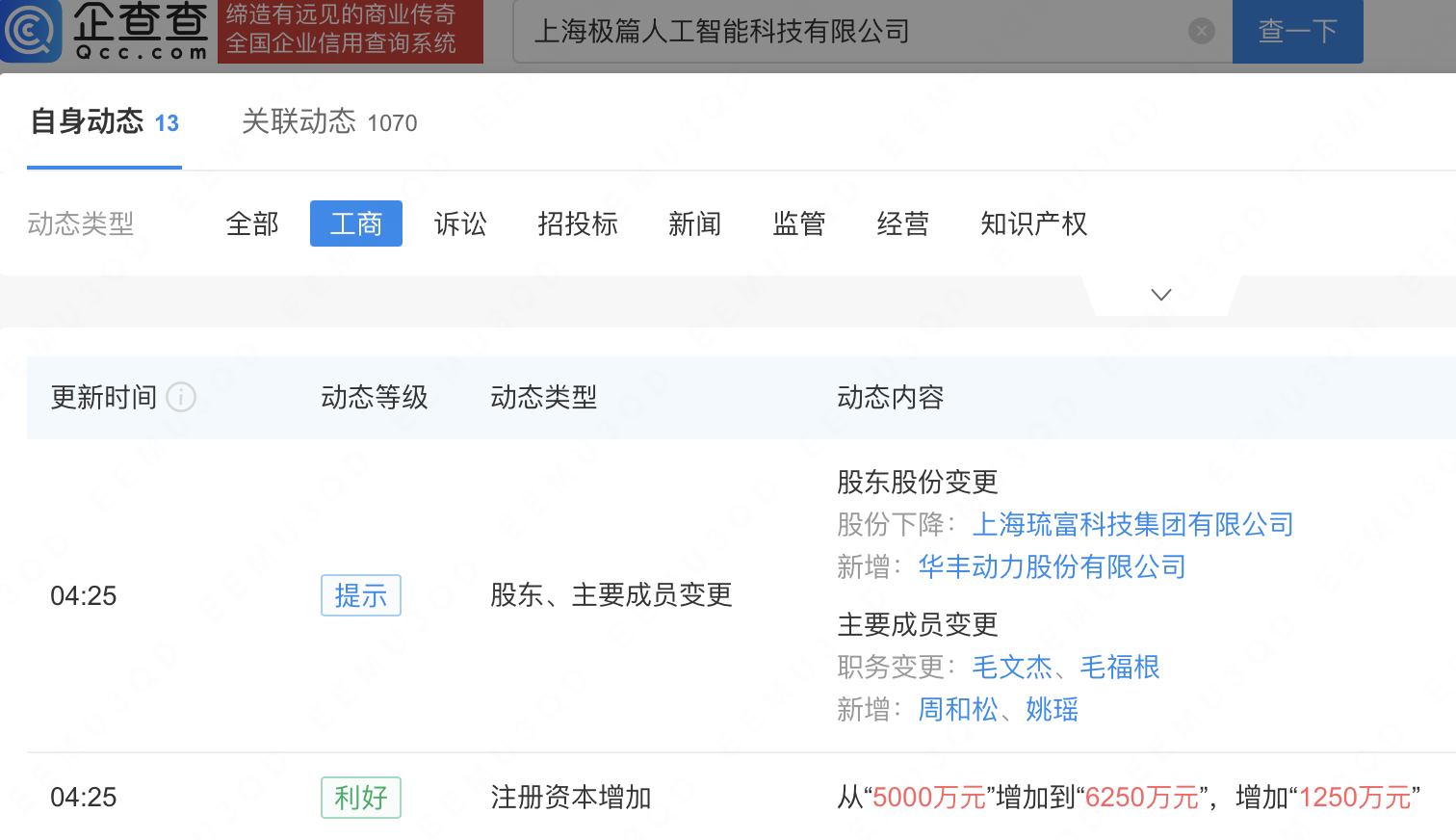 华丰股份入股极篇人工智能科技公司