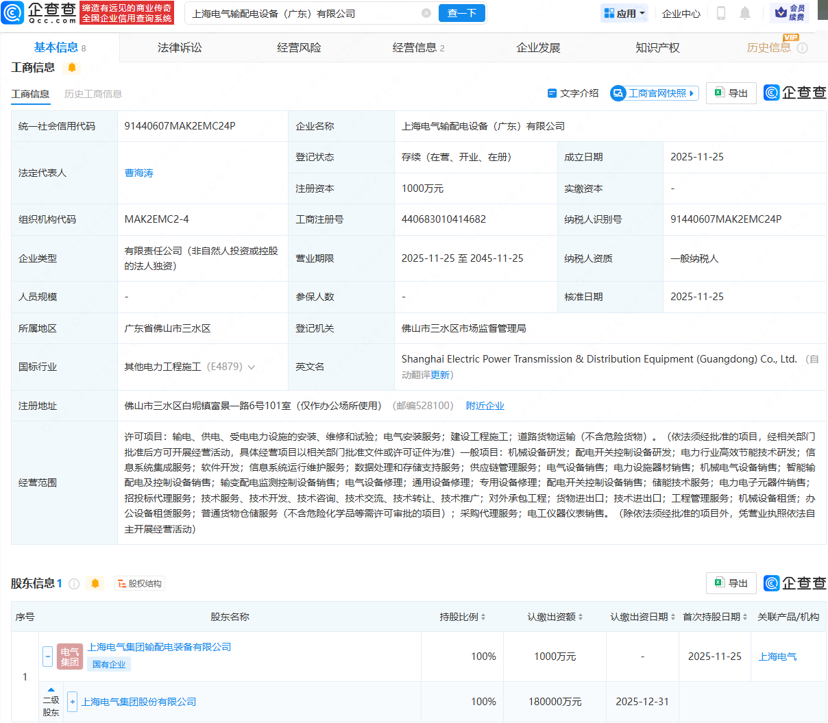 上海电气成立输配电设备公司