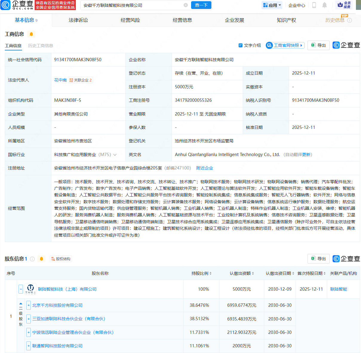 千方科技持股公司成立新公司，含航空运营支持服务业务