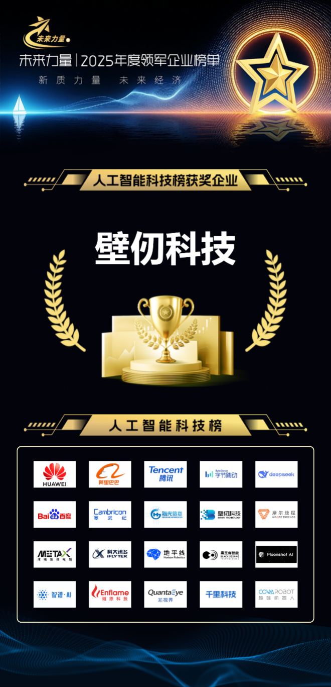 壁仞科技入选2025“未来力量”人工智能科技榜 以国产通用GPU筑牢AI算力底座