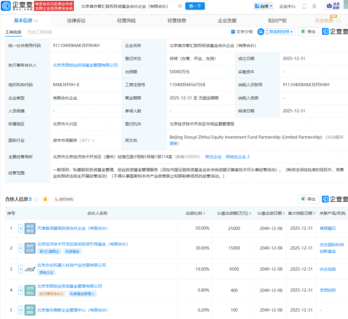 亦庄机器人等成立股权投资基金