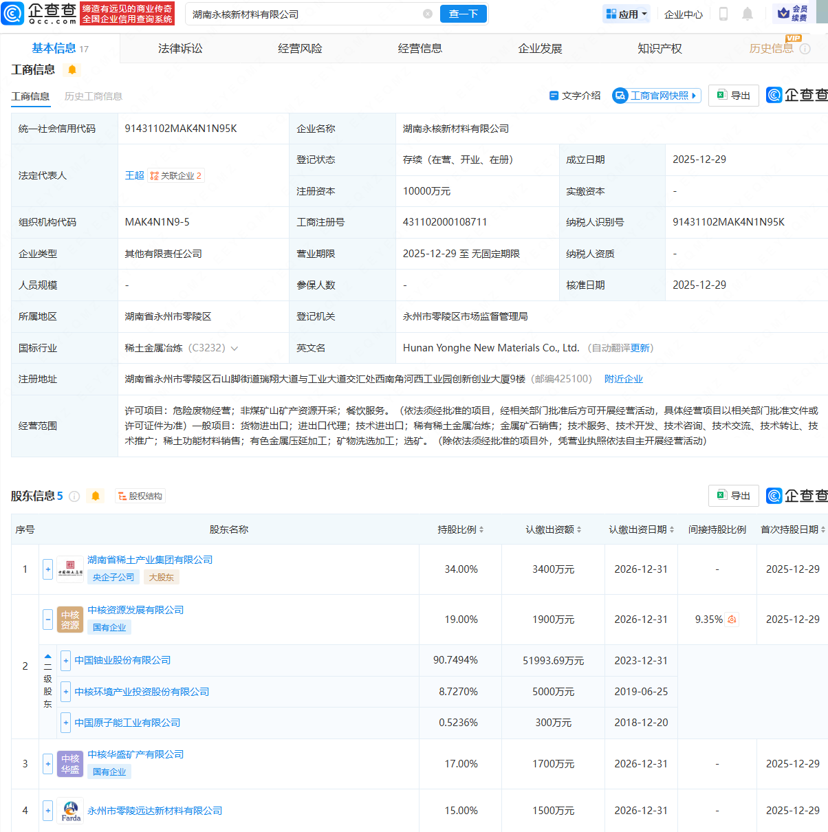 湖南稀土集团、中国铀业等成立新材料公司