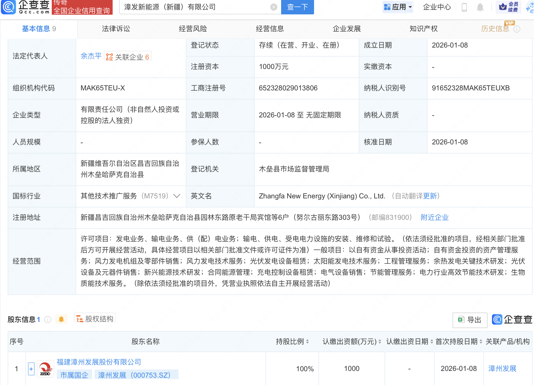 漳州发展在新疆成立新能源公司，含生物质能技术业务
