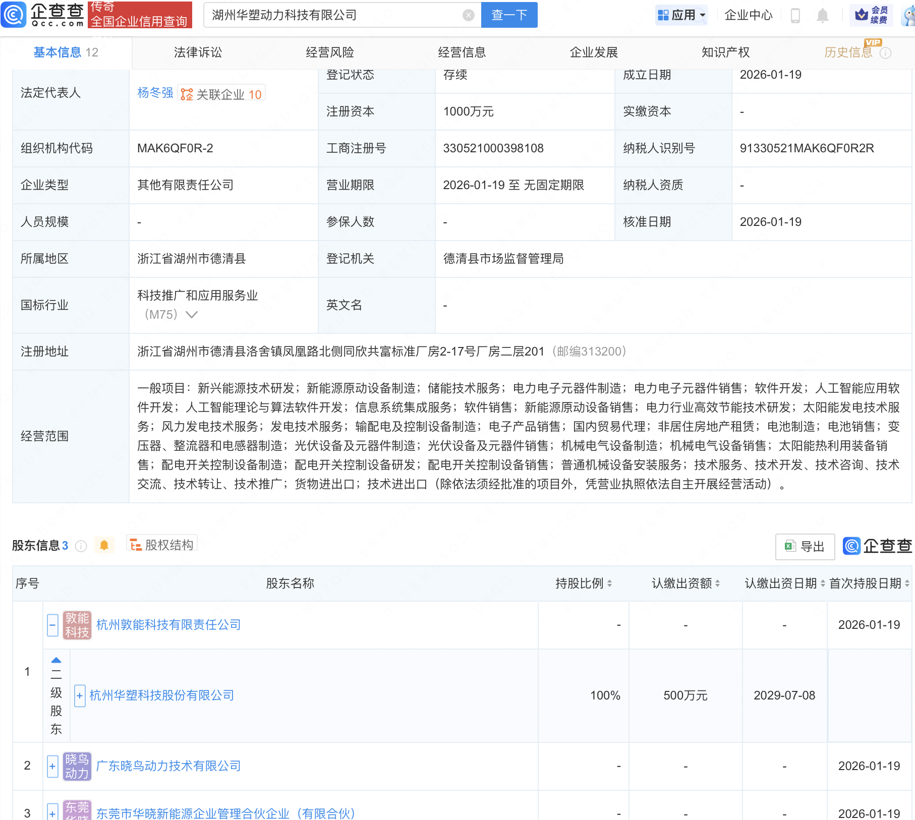 华塑科技等新设动力科技公司，含AI业务
