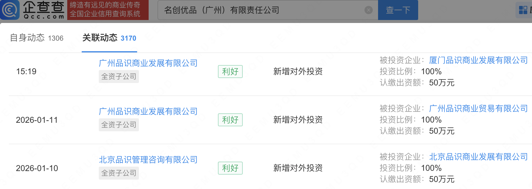 名创优品在多地成立商业公司
