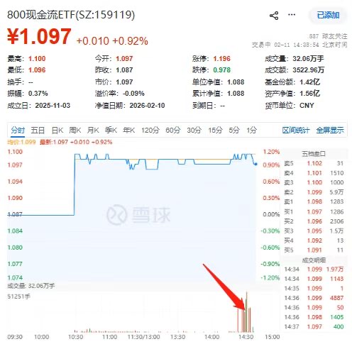突放巨量！低费率800现金流ETF(159119)盘中成交创阶段新高！鄂尔多斯、君正集团领涨