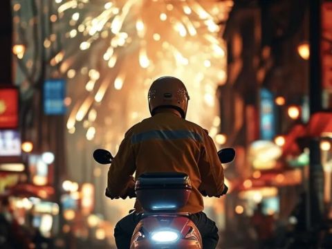 当城市静下来：一群留守骑手与他们守护的“春节烟火气”