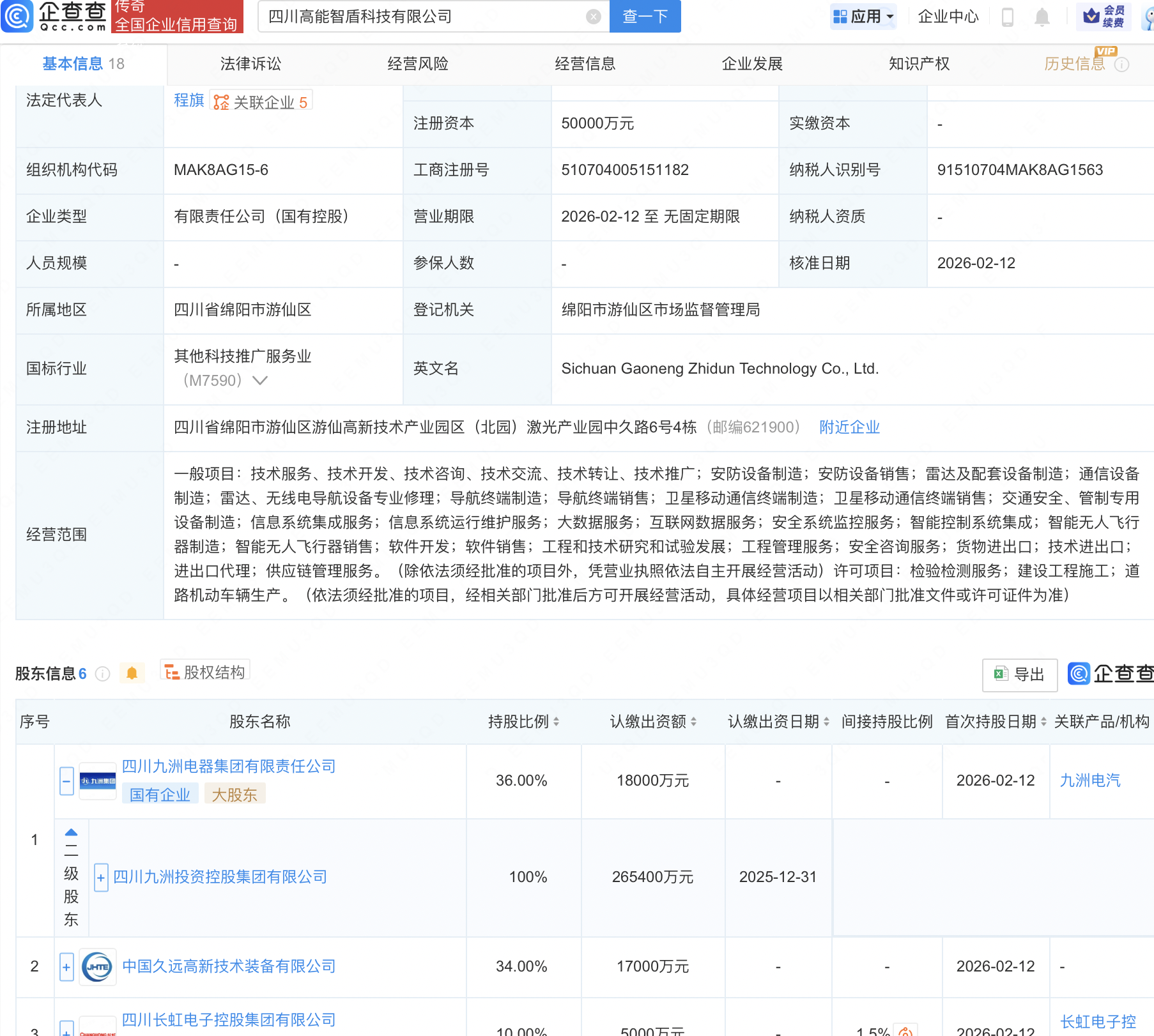 四川九洲集团、长虹电子控股集团等成立新公司，含无人飞行器业务