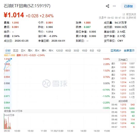 特朗普讲话引爆油价！159197火力全开飙涨3%！和顺石油、招商轮船涨停！