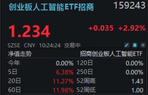 阿里百炼涨价+字节440亿订单引爆!创业板人工智能ETF招商(159243)放量涨3%,协创数据、光环新网领涨