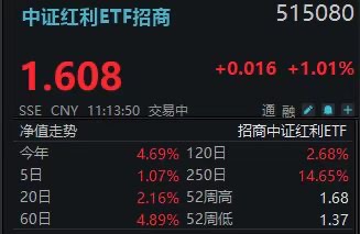 “老登归来”！8万持有人眉开眼笑！中证红利ETF招商(515080)涨近1%