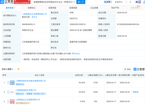 数据港等在南通新设创投基金