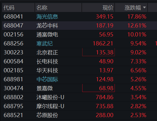 全线狂飙，海光信息20cm涨停，寒武纪新高！国产设备成最景气方向？