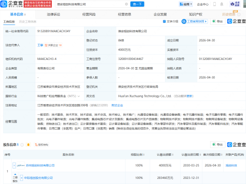 中际旭创成立新公司，含光通信设备制造业务