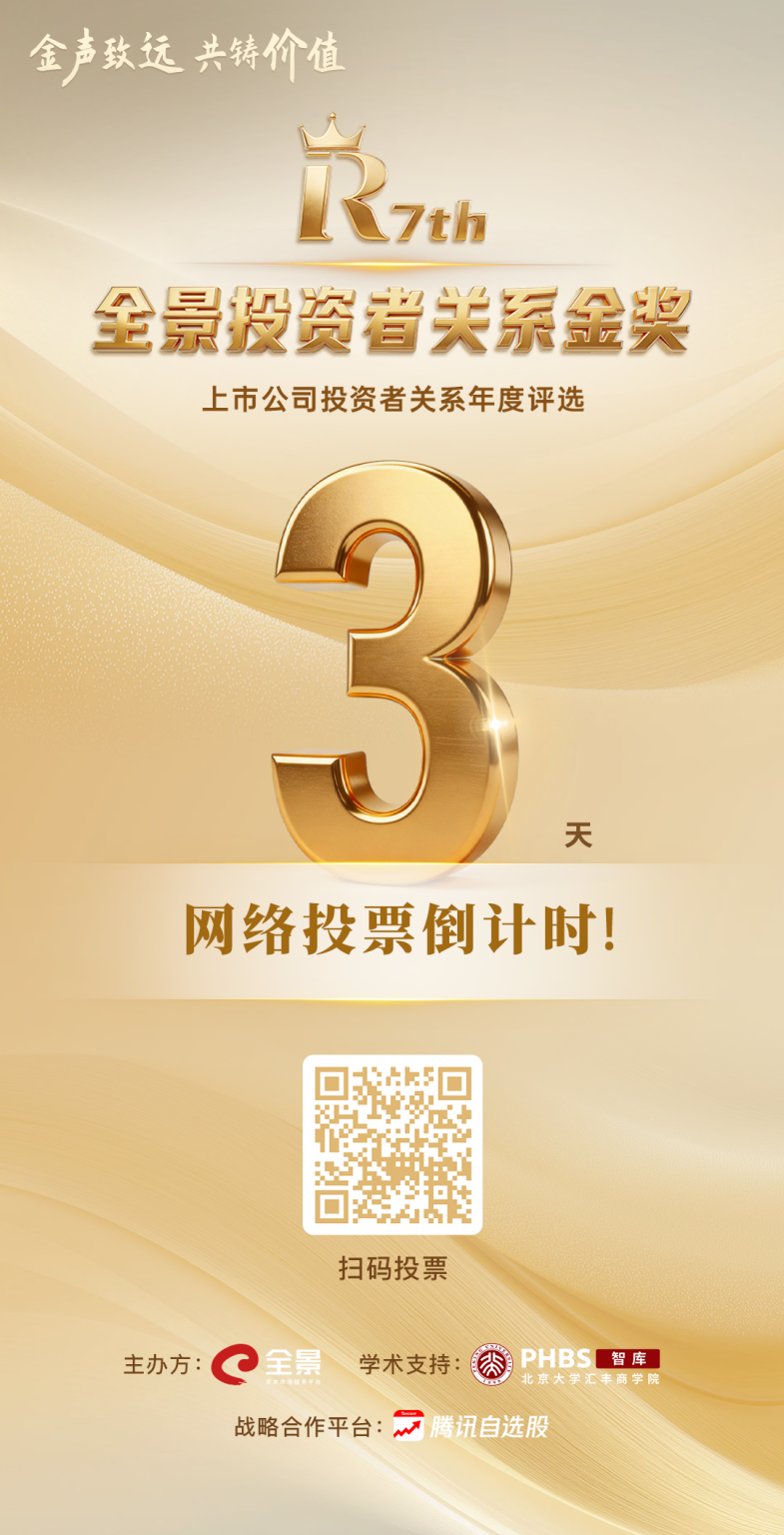 总票数突破900万！第七届“全景投资者关系金奖”网络投票倒计时3天