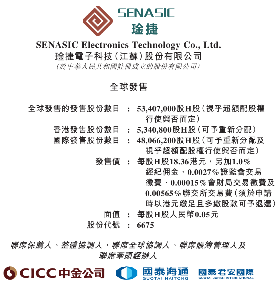 琻捷电子SENASIC(06675.HK),即将停止招股,孖展超购已超647倍