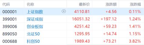 A股收评：科创50指数涨3.82%创新高，锂矿、半导体板块大涨