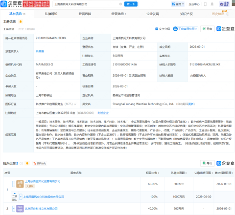 风语筑等成立科技公司，含数字技术服务业务