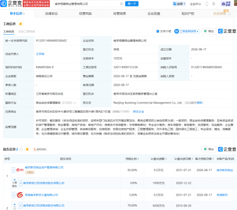 南京新百成立商业管理公司