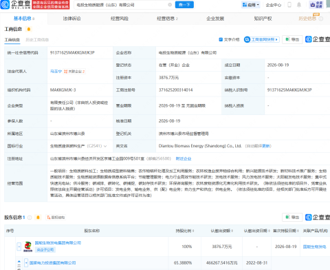 国家电投在山东成立生物质能源公司
