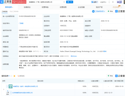 海博思创在广西成立能源科技公司